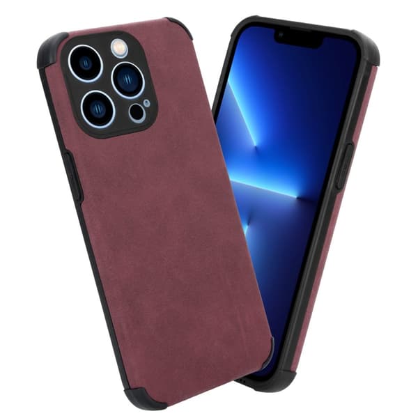 Deksel til iPhone 13 PRO MAX Beskyttelsesdeksel TPU-silikon med bakside av edelt kunstmuggskinn