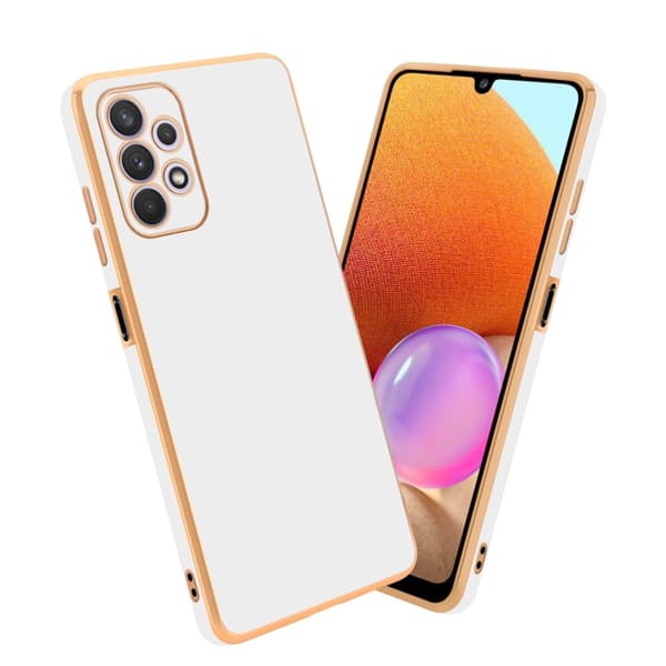 Samsung Galaxy A32 5G Cover Etui Case () Blank hvid - guld
