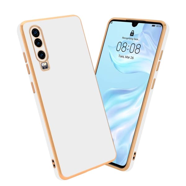Silikondeksel til Huawei P30 med kamerabeskyttelse Blank hvit - gull