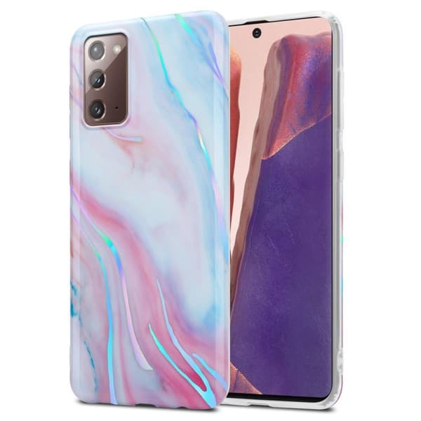 Samsung Galaxy NOTE 20 Skal Fodral Mobilskydd av TPU-silikon med mosaikmönster Vit Rosa Marmor No. 15