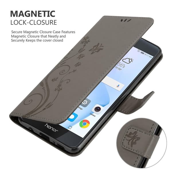 Honor 8 / 8 PREMIUM Suojakotelo Suojakuori Lompakkokotelo Matkapuhelinkotelo Kukat jossa on magneettisuljenta, jalusta-toiminto ja korttipaikat
