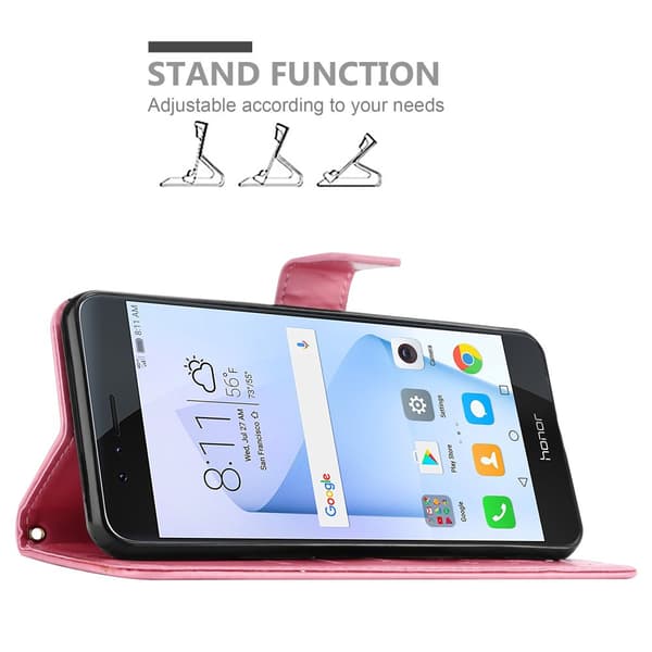 Honor 8 / 8 PREMIUM Skal Fodral i blomdesign Mobilskydd Case Cover med magnetisk stängning, ståfunktion och kortplatser