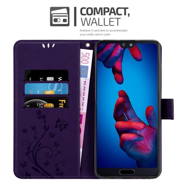 Huawei P20 Suojakotelo Suojakuori Lompakkokotelo Matkapuhelinkotelo Kukat jossa on magneettisuljenta, jalusta-toiminto ja korttipaikat