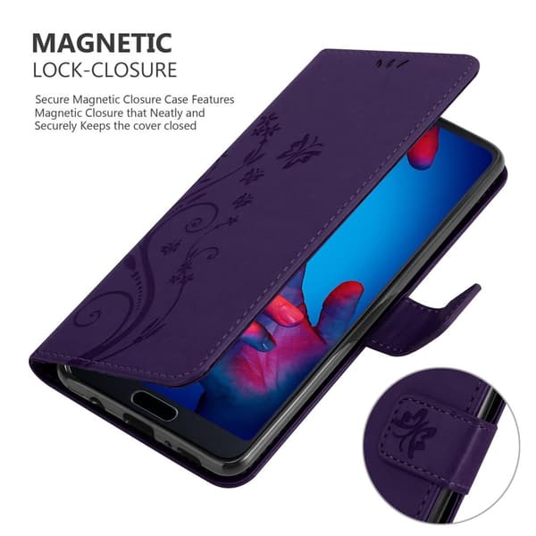 Huawei P20 Suojakotelo Suojakuori Lompakkokotelo Matkapuhelinkotelo Kukat jossa on magneettisuljenta, jalusta-toiminto ja korttipaikat