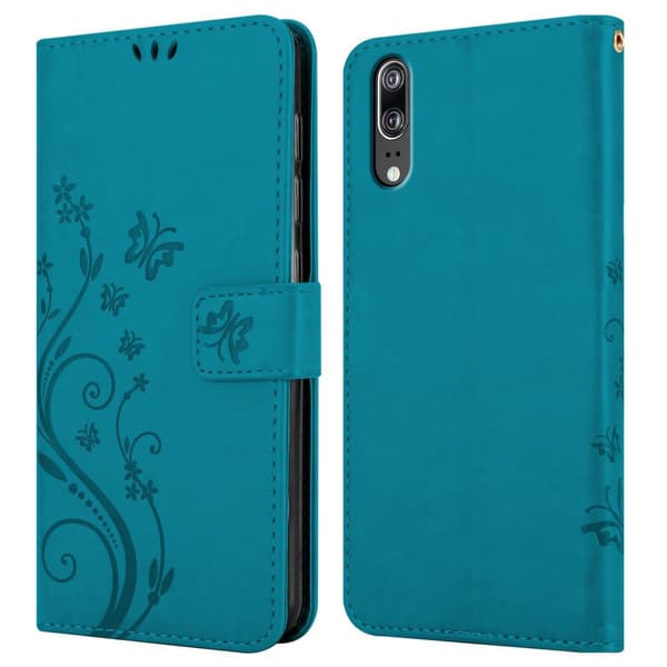 Huawei P20 Suojakotelo Suojakuori Lompakkokotelo Matkapuhelinkotelo Kukat jossa on magneettisuljenta, jalusta-toiminto ja korttipaikat