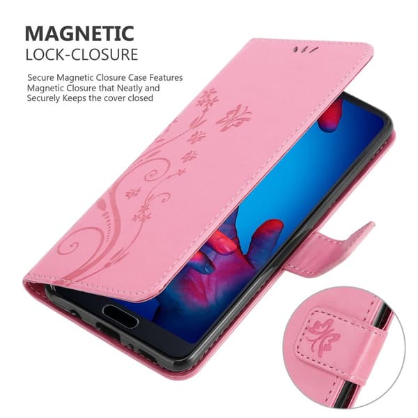 Huawei P20 Suojakotelo Suojakuori Lompakkokotelo Matkapuhelinkotelo Kukat jossa on magneettisuljenta, jalusta-toiminto ja korttipaikat