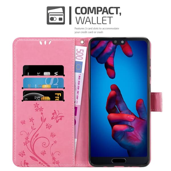 Huawei P20 Suojakotelo Suojakuori Lompakkokotelo Matkapuhelinkotelo Kukat jossa on magneettisuljenta, jalusta-toiminto ja korttipaikat