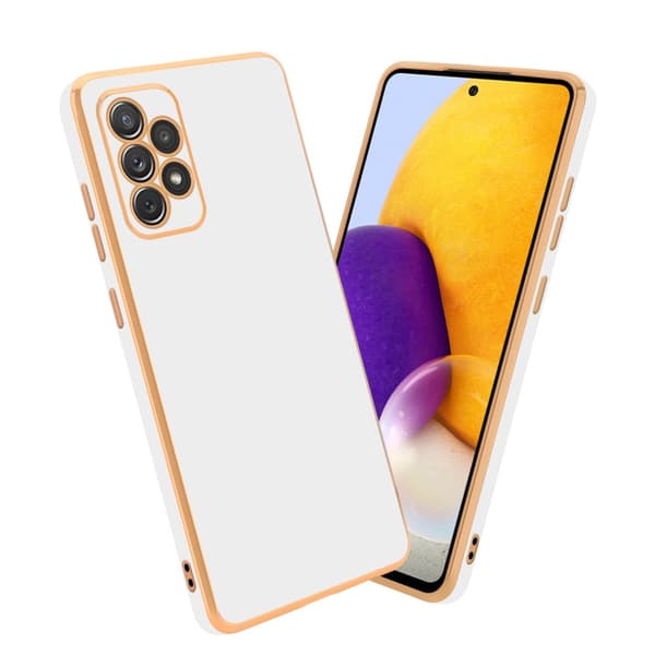 Samsung Galaxy A52 (4G / 5G) / A52s Fodral Mobilskydd Skal av flexibel TPU-silikon och med kameraskydd Glossy Vit - Guld