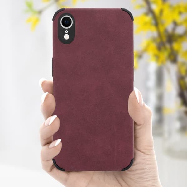 iPhone XR Fodral Skal av TPU-silikon med fin baksida i faux-suede Mobilskydd