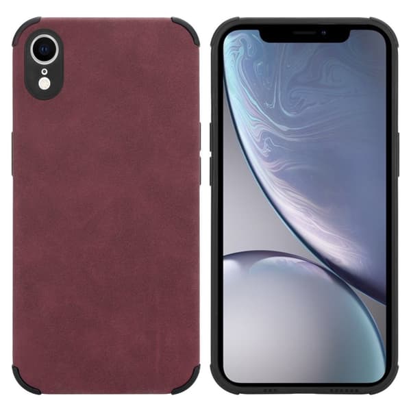 iPhone XR Fodral Skal  av TPU-silikon med fin baksida i faux-suede Mobilskydd Bourgogne Lila