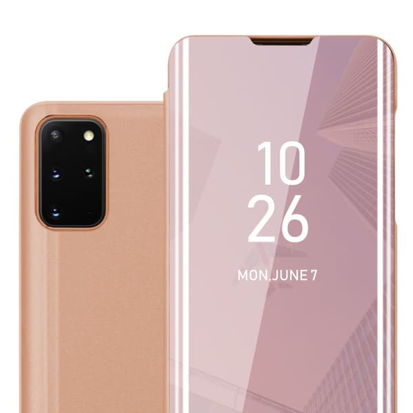 Etui for Samsung Galaxy S21 PLUS Deksel Clear View Mirror Beskyttelsesetui med stativfunksjon 360 graders beskyttelse KUNZITE ROSE