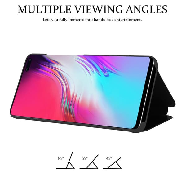 Samsung Galaxy S10 5G Lompakkokotelo Matkapuhelinkotelo Suojakuori Clear View Mirror Suojakotelo jalusta toiminto 360 asteen suojaus