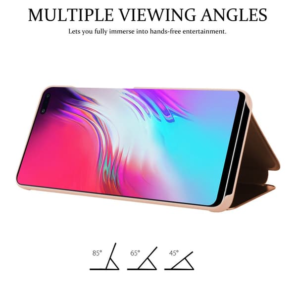 Samsung Galaxy S10 5G Lompakkokotelo Matkapuhelinkotelo Suojakuori Clear View Mirror Suojakotelo jalusta toiminto 360 asteen suojaus
