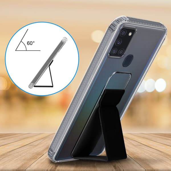 Samsung Galaxy A21s Suojakuori Suojakotelo valmistettu joustavasta TPU-silikonista jossa on pidike ja jalusta-toiminto