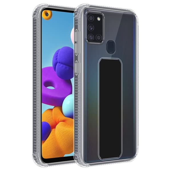 Samsung Galaxy A21s Suojakuori Suojakotelo valmistettu joustavasta TPU-silikonista jossa on pidike ja jalusta-toiminto