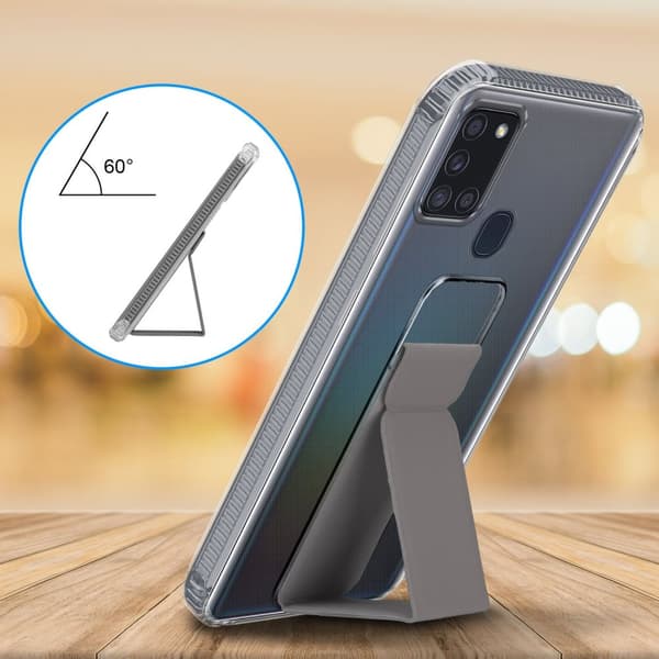 Samsung Galaxy A21s Suojakuori Suojakotelo valmistettu joustavasta TPU-silikonista jossa on pidike ja jalusta-toiminto