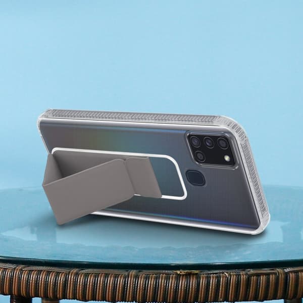 Samsung Galaxy A21s Suojakuori Suojakotelo valmistettu joustavasta TPU-silikonista jossa on pidike ja jalusta-toiminto