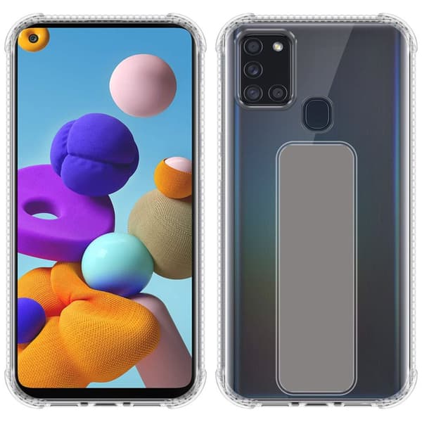 Samsung Galaxy A21s Suojakuori Suojakotelo valmistettu joustavasta TPU-silikonista jossa on pidike ja jalusta-toiminto