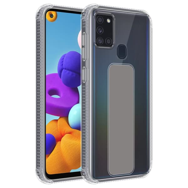 Samsung Galaxy A21s Suojakuori Suojakotelo valmistettu joustavasta TPU-silikonista jossa on pidike ja jalusta-toiminto