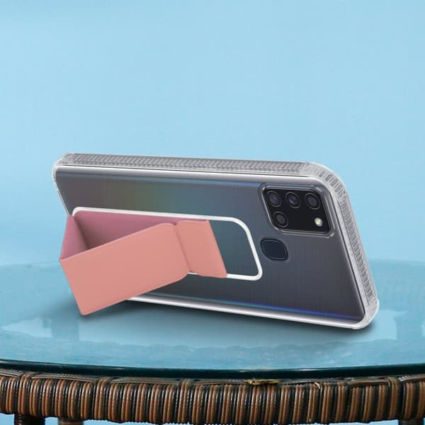 Samsung Galaxy A21s Suojakuori Suojakotelo valmistettu joustavasta TPU-silikonista jossa on pidike ja jalusta-toiminto