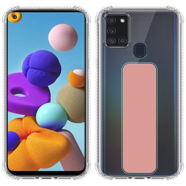 Samsung Galaxy A21s Suojakuori Suojakotelo valmistettu joustavasta TPU-silikonista jossa on pidike ja jalusta-toiminto