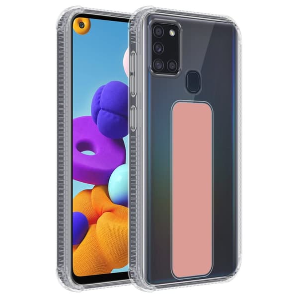 Samsung Galaxy A21s Suojakuori Suojakotelo valmistettu joustavasta TPU-silikonista jossa on pidike ja jalusta-toiminto