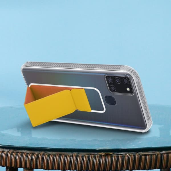 Samsung Galaxy A21s Suojakuori Suojakotelo valmistettu joustavasta TPU-silikonista jossa on pidike ja jalusta-toiminto