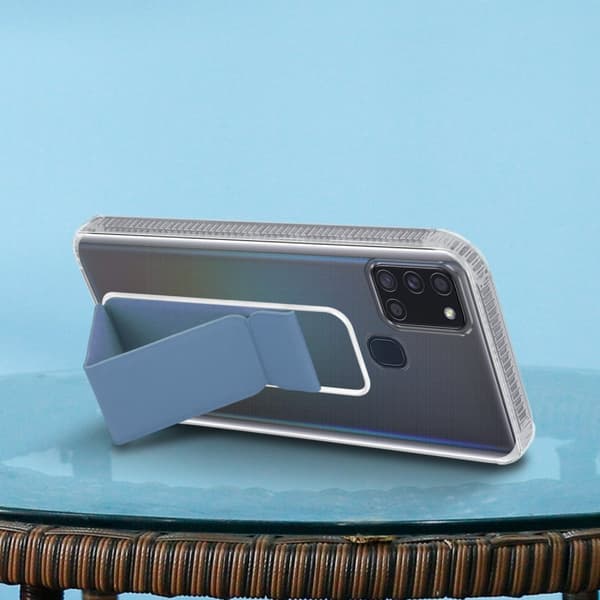 Samsung Galaxy A21s Suojakuori Suojakotelo valmistettu joustavasta TPU-silikonista jossa on pidike ja jalusta-toiminto