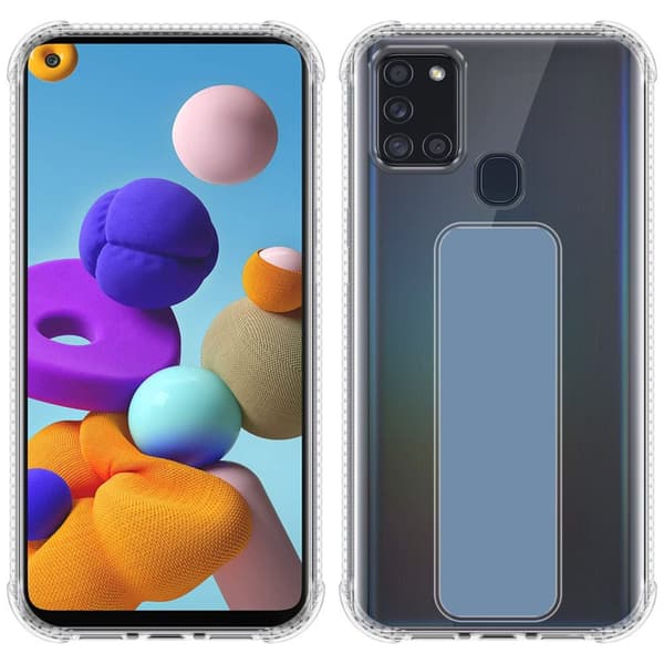 Samsung Galaxy A21s Suojakuori Suojakotelo valmistettu joustavasta TPU-silikonista jossa on pidike ja jalusta-toiminto