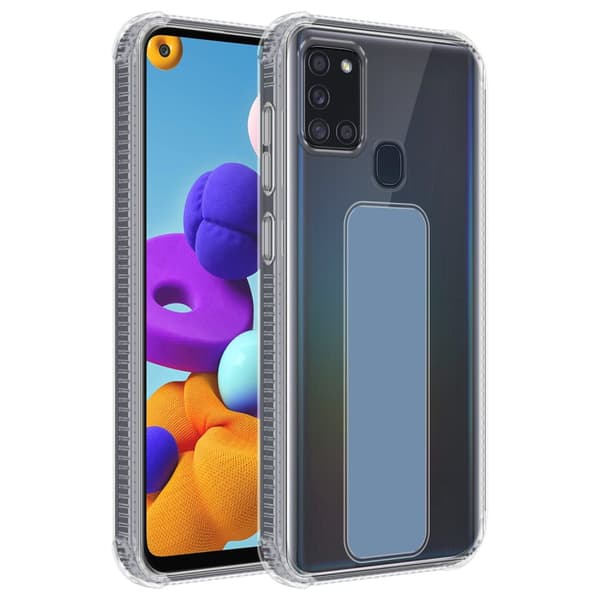 Samsung Galaxy A21s Suojakuori Suojakotelo valmistettu joustavasta TPU-silikonista jossa on pidike ja jalusta-toiminto