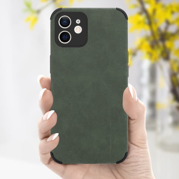 Deksel til iPhone 11 Beskyttelsesdeksel TPU-silikon med bakside av edelt kunstmuggskinn