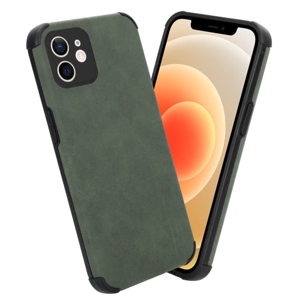 Deksel til iPhone 11 Beskyttelsesdeksel TPU-silikon med bakside av edelt kunstmuggskinn