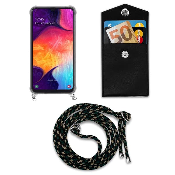 Samsung Galaxy A50 4G / A50s / A30s Suojakuori ketju Samsung Galaxy A50 4G / A50s / A30s Silikoni suojakotelo hopea renkaat, johto hihna ja