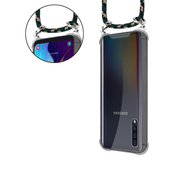 Deksel med kedja Samsung Galaxy A50 4G / A50s / A30s Case med sølvfargede ringer, ledningsstropp og avtakbart etui