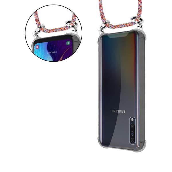 Samsung Galaxy A50 4G / A50s / A30s Suojakuori ketju Samsung Galaxy A50 4G / A50s / A30s Silikoni suojakotelo hopea renkaat, johto hihna ja