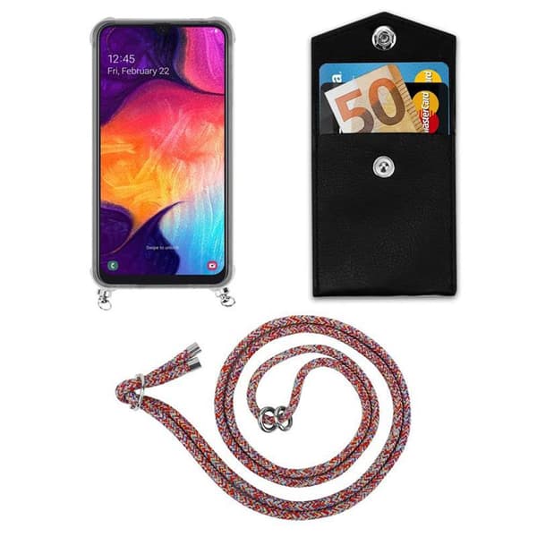 Samsung Galaxy A50 4G / A50s / A30s Suojakuori ketju Samsung Galaxy A50 4G / A50s / A30s Silikoni suojakotelo hopea renkaat, johto hihna ja