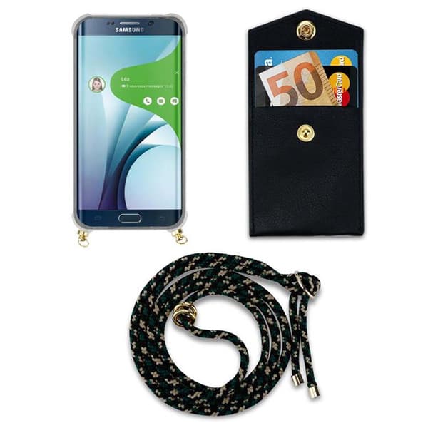 Samsung Galaxy S6 EDGE Suojakuori ketju Silikoni suojakotelo Gold Rings johto hihna ja irrotettava asia