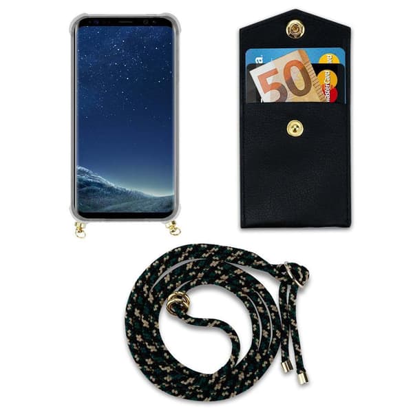 Deksel med kedja for Samsung Galaxy S8 PLUS Case med gullringer, ledningsstropp og avtakbart etui