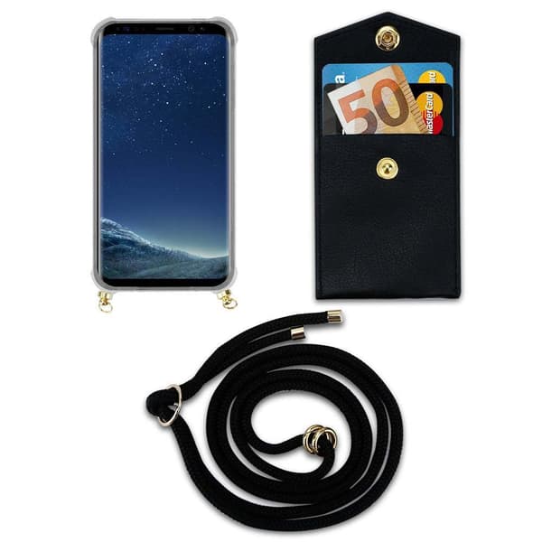 Deksel med kedja for Samsung Galaxy S8 PLUS Case med gullringer, ledningsstropp og avtakbart etui