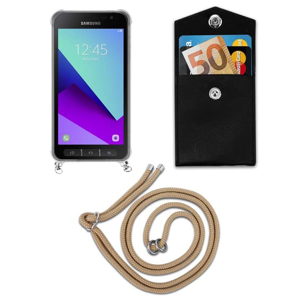 Mobiltelefonkedja för Samsung Galaxy XCover 4 / XCover 4s Skal Fodral kyddsfodral Skyddande silikonhölje Skal med silverringar, rem för sladd och