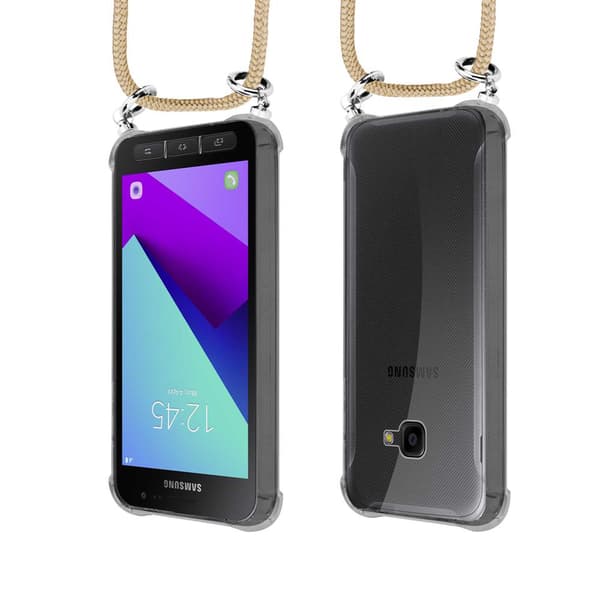 Mobiltelefonkedja för Samsung Galaxy XCover 4 / XCover 4s Skal Fodral kyddsfodral Skyddande silikonhölje Skal med silverringar, rem för sladd och