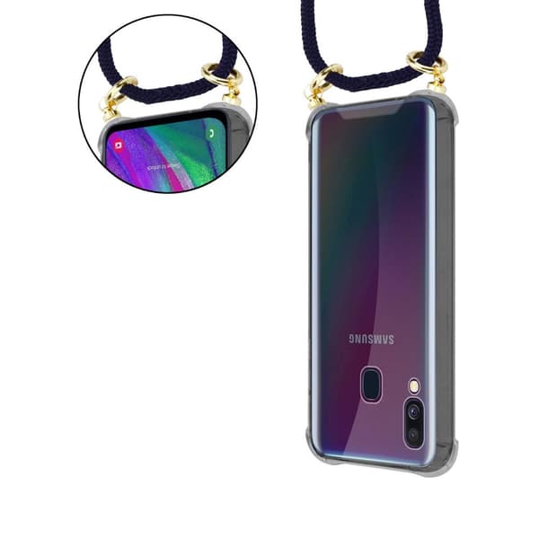 Samsung Galaxy A40 Suojakuori ketju Silikoni suojakotelo Gold Rings johto hihna ja irrotettava asia
