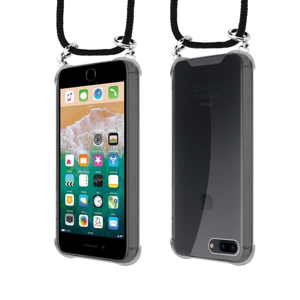 Apple iPhone 7 PLUS / 7S PLUS / 8 PLUS Suojakuori ketju Apple iPhone 7 PLUS / 7S PLUS / 8 PLUS Silikoni suojakotelo hopea renkaat, johto hihna ja