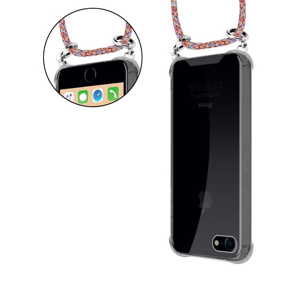 Apple iPhone 7 / 7S / 8 / SE 2020 Suojakuori ketju Apple iPhone 7 / 7S / 8 / SE 2020 Silikoni suojakotelo hopea renkaat, johto hihna ja irrotettava