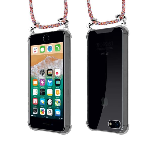 Apple iPhone 7 / 7S / 8 / SE 2020 Suojakuori ketju Apple iPhone 7 / 7S / 8 / SE 2020 Silikoni suojakotelo hopea renkaat, johto hihna ja irrotettava