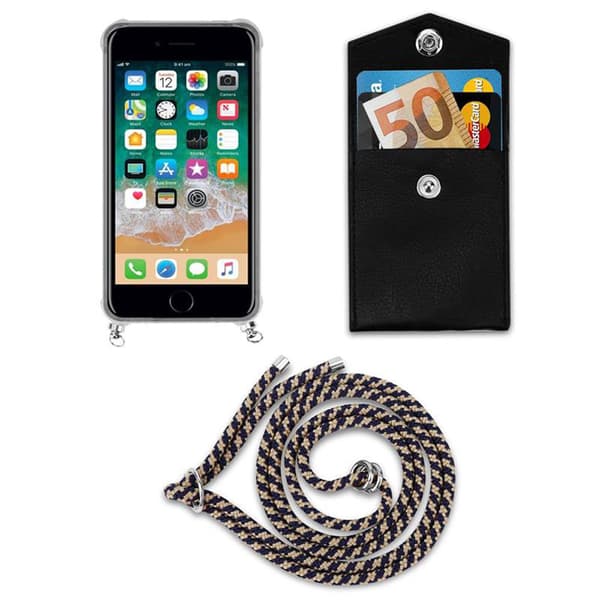 Apple iPhone 7 / 7S / 8 / SE 2020 Suojakuori ketju Apple iPhone 7 / 7S / 8 / SE 2020 Silikoni suojakotelo hopea renkaat, johto hihna ja irrotettava