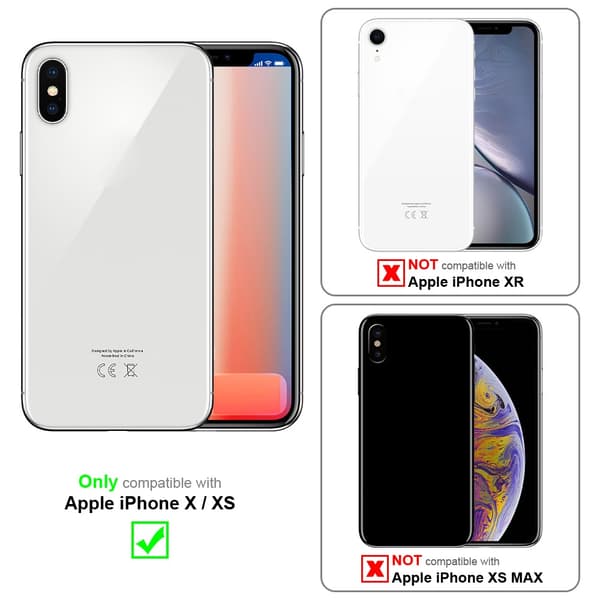 Deksel med kedja for iPhone X / XS Case med gullringer, ledningsstropp og avtakbart etui