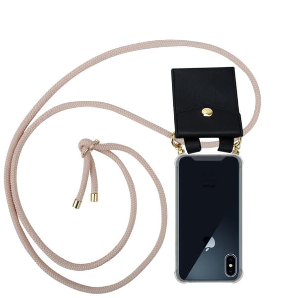 Apple iPhone X / XS Suojakuori ketju Silikoni suojakotelo Gold Rings johto hihna ja irrotettava asia