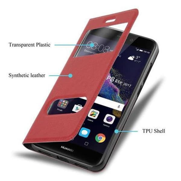Huawei P8 LITE 2017 / P9 LITE 2017 Suojakotelo Suojakuori Lompakkokotelo Matkapuhelinkotelo jossa on magneettisuljenta, jalusta-toiminto ja 2