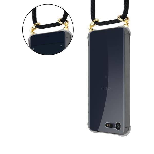 Deksel med kedja for Sony Xperia X COMPACT Case med gullringer, ledningsstropp og avtakbart etui